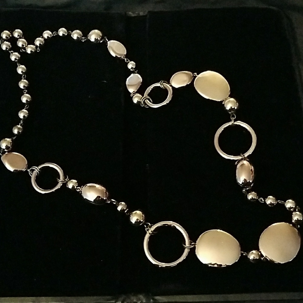 Long Beaded Silver Necklace - Picture 2 of 2